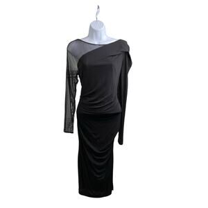 Talbot Runhof Women's Black‎ Bodycon Long Dress Size 2 Stretchy Pret Statement
